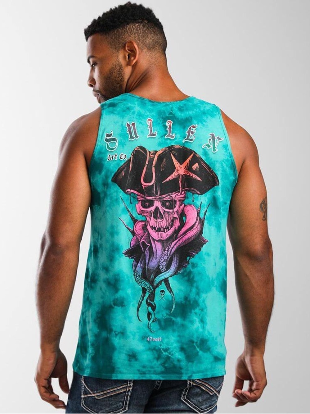 Sullen Teal Tie-Dye Pirate Skull Tank